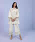 Women's Pret Yarn Dyed Embroidered Off White Straight Shirt